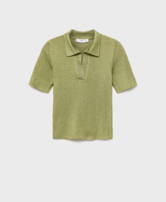 Women's Lurex Polo Neck Sweater