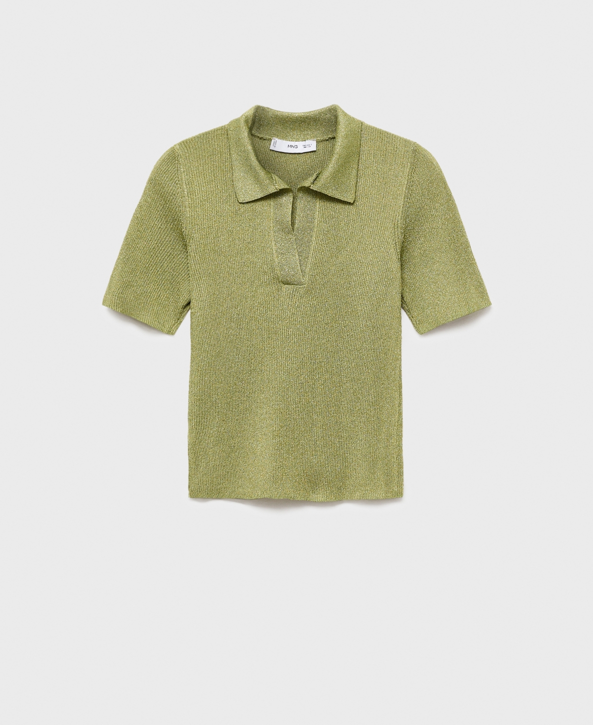 Mango Metallic Polo Sweater In Green