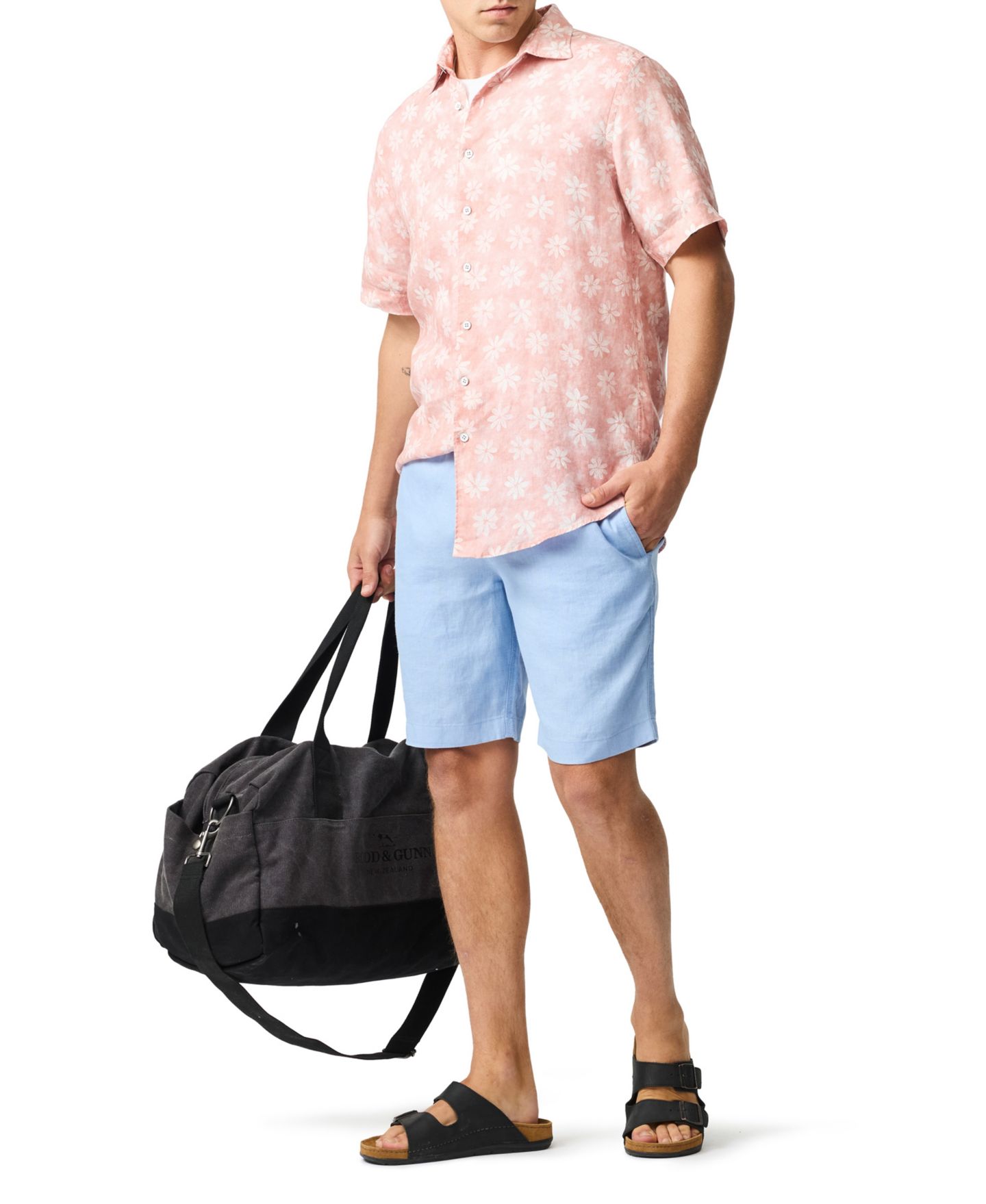 Мужские шорты Rodd & Gunn Linen 9" Resort, цвет: Шамбре синий — фото 4
