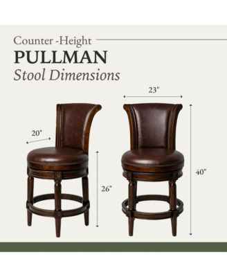 Pullman Wooden Swivel Stool, Dark Walnut w/ Leather, Set of 4