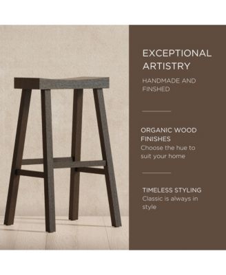 Vincent Wooden Rustic Aesthetic Kitchen Bar Stool, set of 2