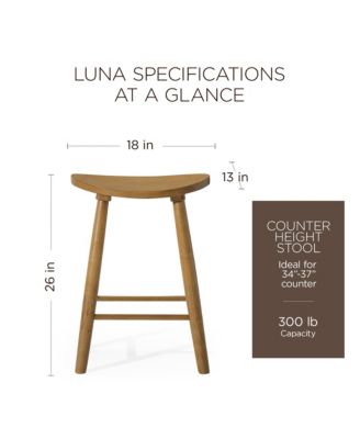 Luna Counter Stool in Rustic Natural Wood Finish, Set of 3
