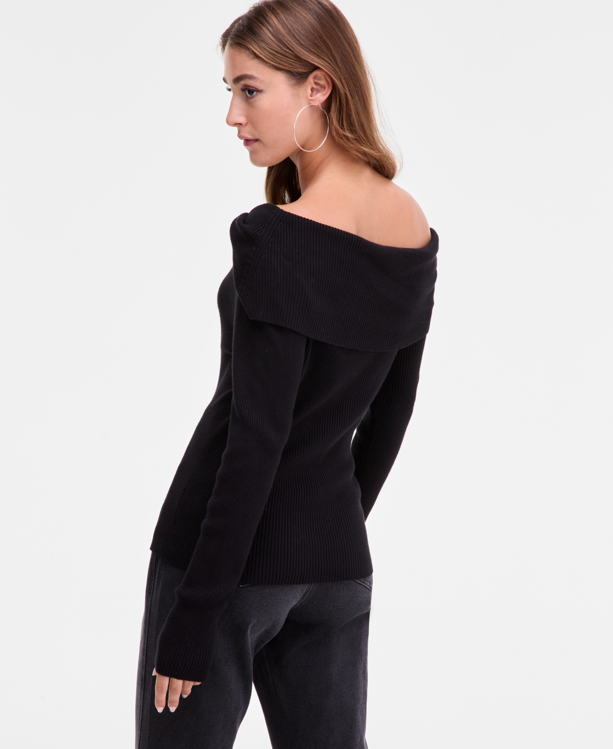 Bar Iii Women's Off-The-Shoulder Ribbed Sweater, Macy's Exclusive