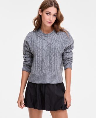 Bar III - Women's Cropped Cable-Knit Sweater