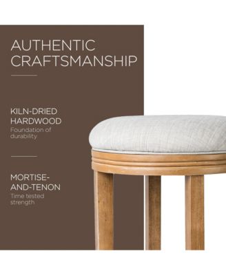 Eva Bar Stool in Weathered Oak with Sand Fabric Upholstery, Set of 2