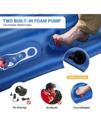 2-Person Double Sleeping Pad Lightweight Inflatable Air Mat, Blue