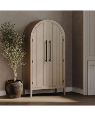 Selene Classical Wooden Cabinet in Antiqued White Finish