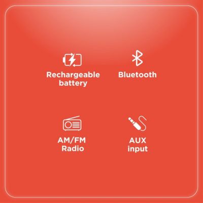 Vintage Retro AM/FM Bluetooth Radio 2x8W with USB, TF, AUX and Rechargeable Battery