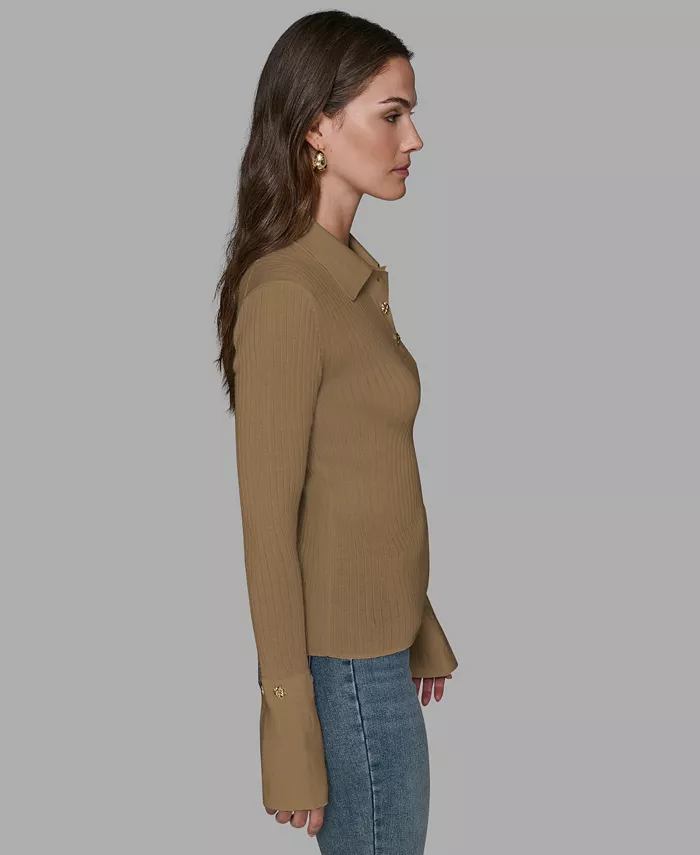 Women's Contrast Collared Sweater - thumbnail 8