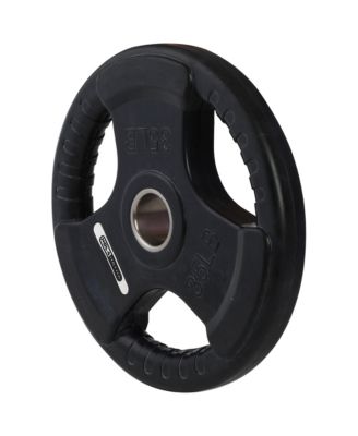35 Pound Olympic Rubber Coated Weight Plate w/Tri Grip Handle, Black