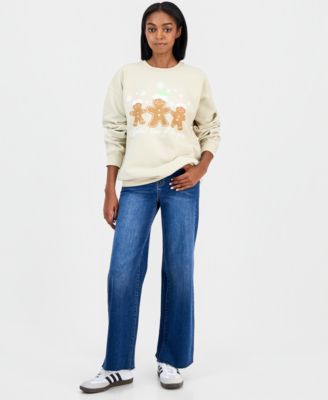 Juniors' Gingerbread Screen-Print Sweatshirt