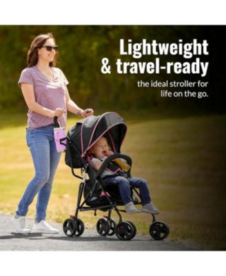 Vista Moonwalk Stroller with Compact Fold & Canopy in Light Gray