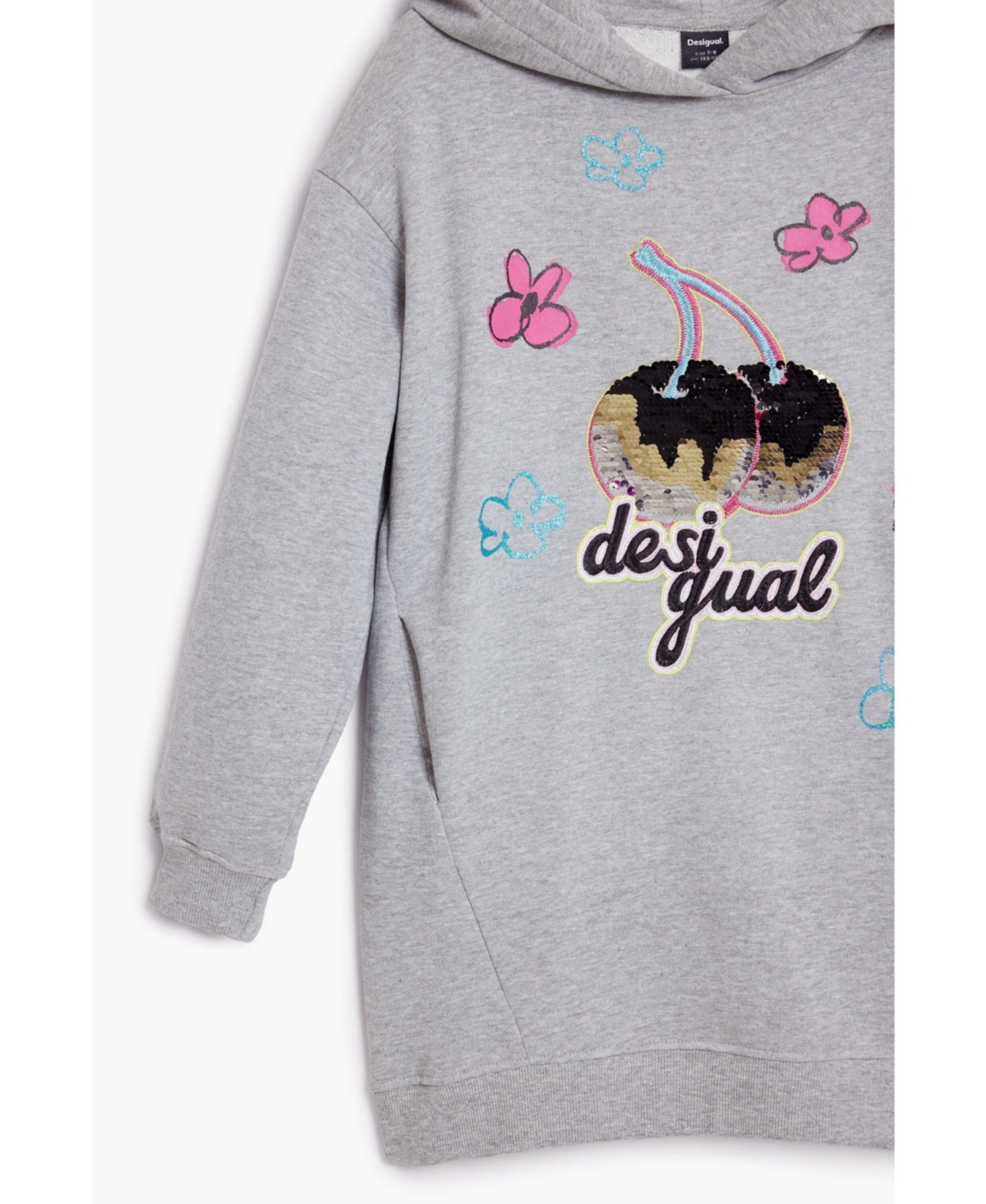 Desigual Girls's Cherry Hooded Dress In Gray