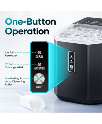 26lbs/24H Portable Countertop Self-Cleaning Ice Maker, 9 Bullet Cubes in 6 Mins with Handle