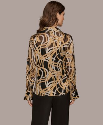 Women's Long Sleeve Burnout Cowl Neck Top, Regular & Petite