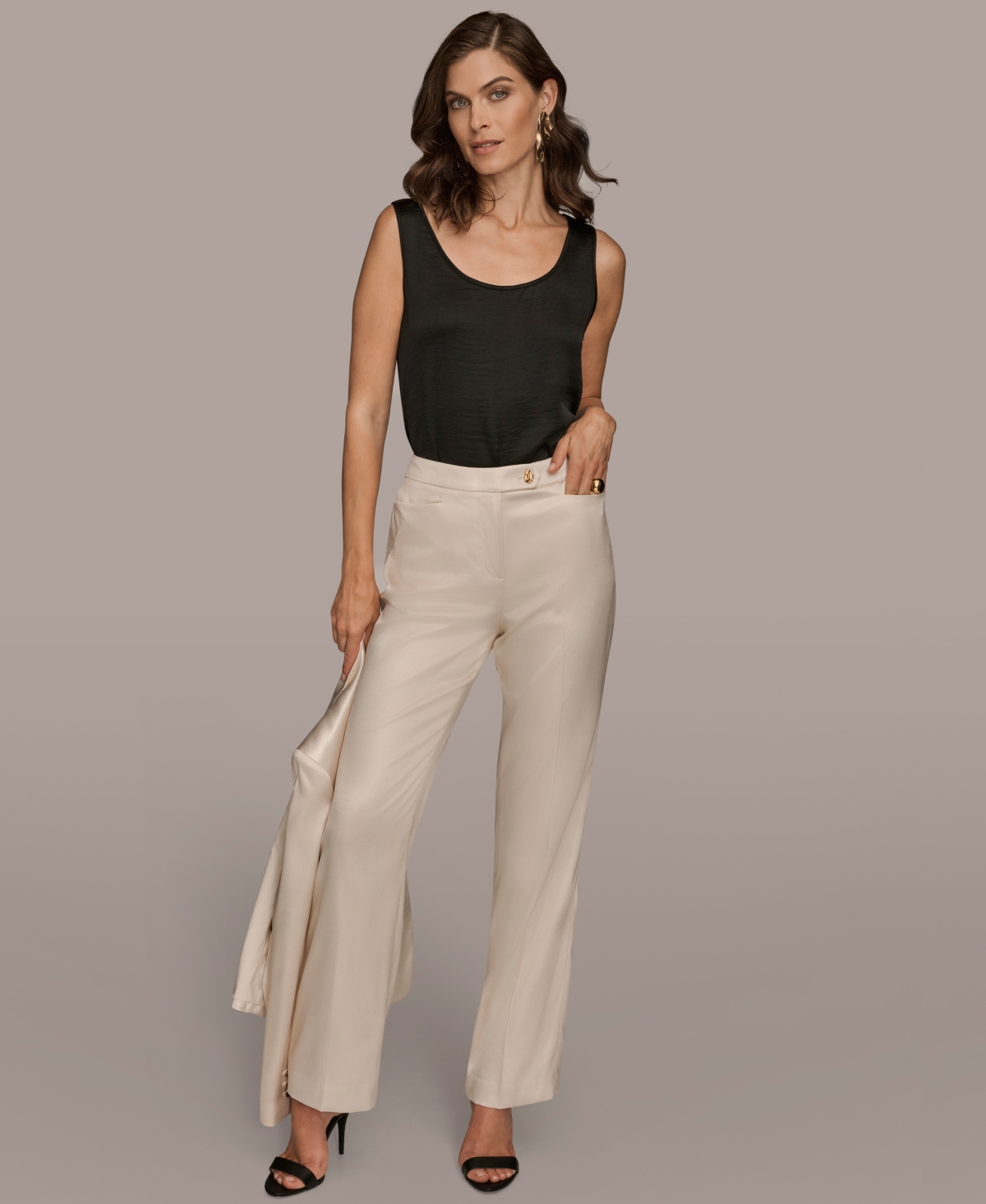 Donna Karan Women's Novelty Straight-leg Mid-rise Pants In Neutral