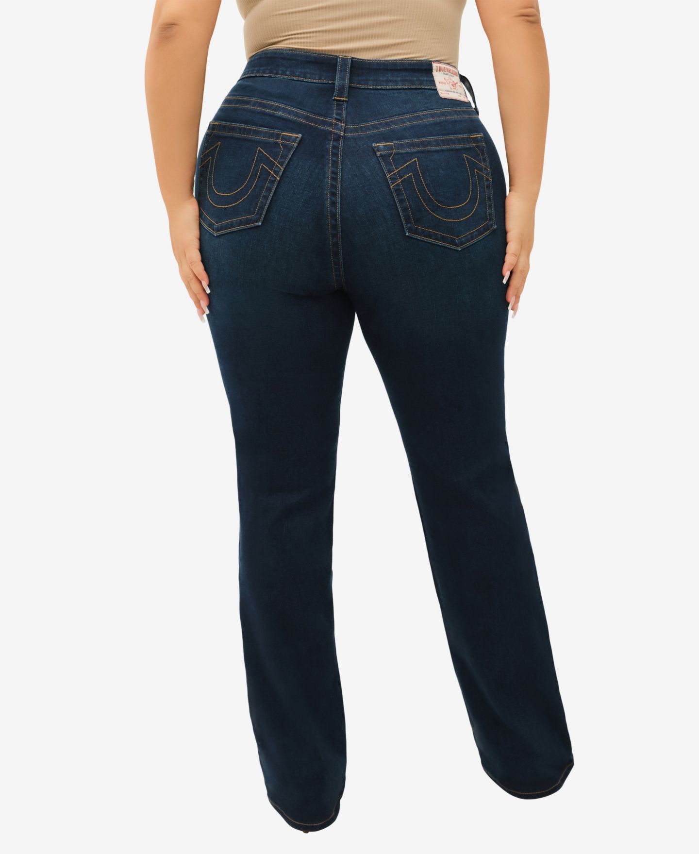 Женские джинсы True Religion Plus Size Billie Mid Rise Straight Leg, цвет: Чёрный — фото 4