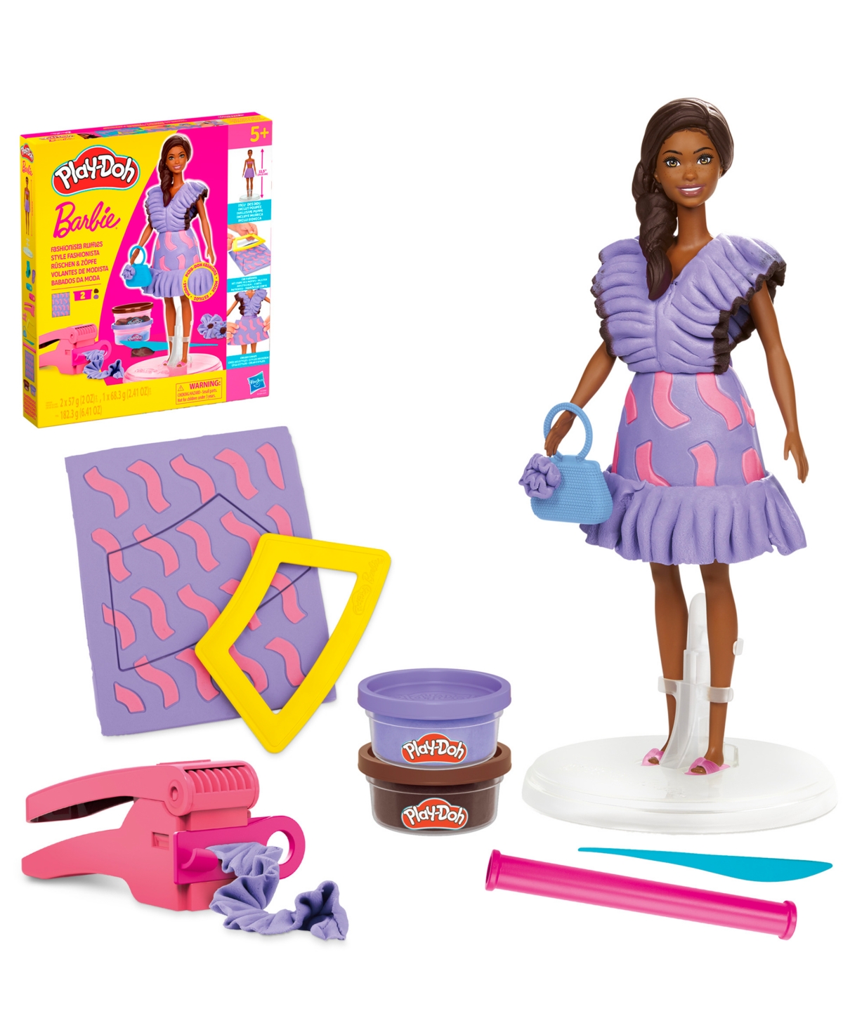 Play-doh Barbie Fashionista Ruffles Set In Transparent