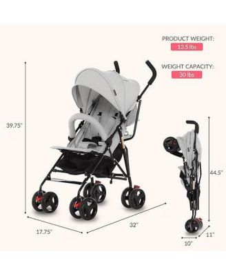 Vista Moonwalk Stroller with Compact Fold & Canopy in Light Gray