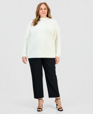 Plus Size Soutache Embroidered Sweater