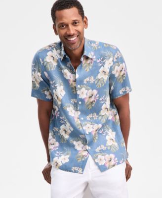 Men's Casa Regular-Fit Floral Button-Down Linen Shirt