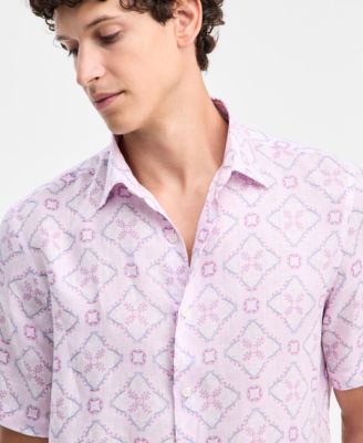 Men's Casa Regular-Fit Floral Button-Down Linen Shirt
