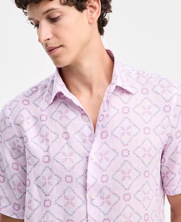 Men's Casa Regular-Fit Floral Button-Down Linen Shirt - thumbnail 7