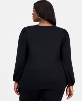 Plus Size Blouson-Sleeve Top