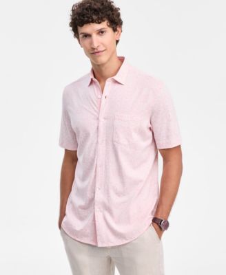 Club Room - Men's Medal Print Short-Sleeve Button-Up Knit Shirt