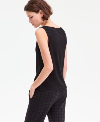 Women's Sleeveless Boat Neck Rib Knit Top