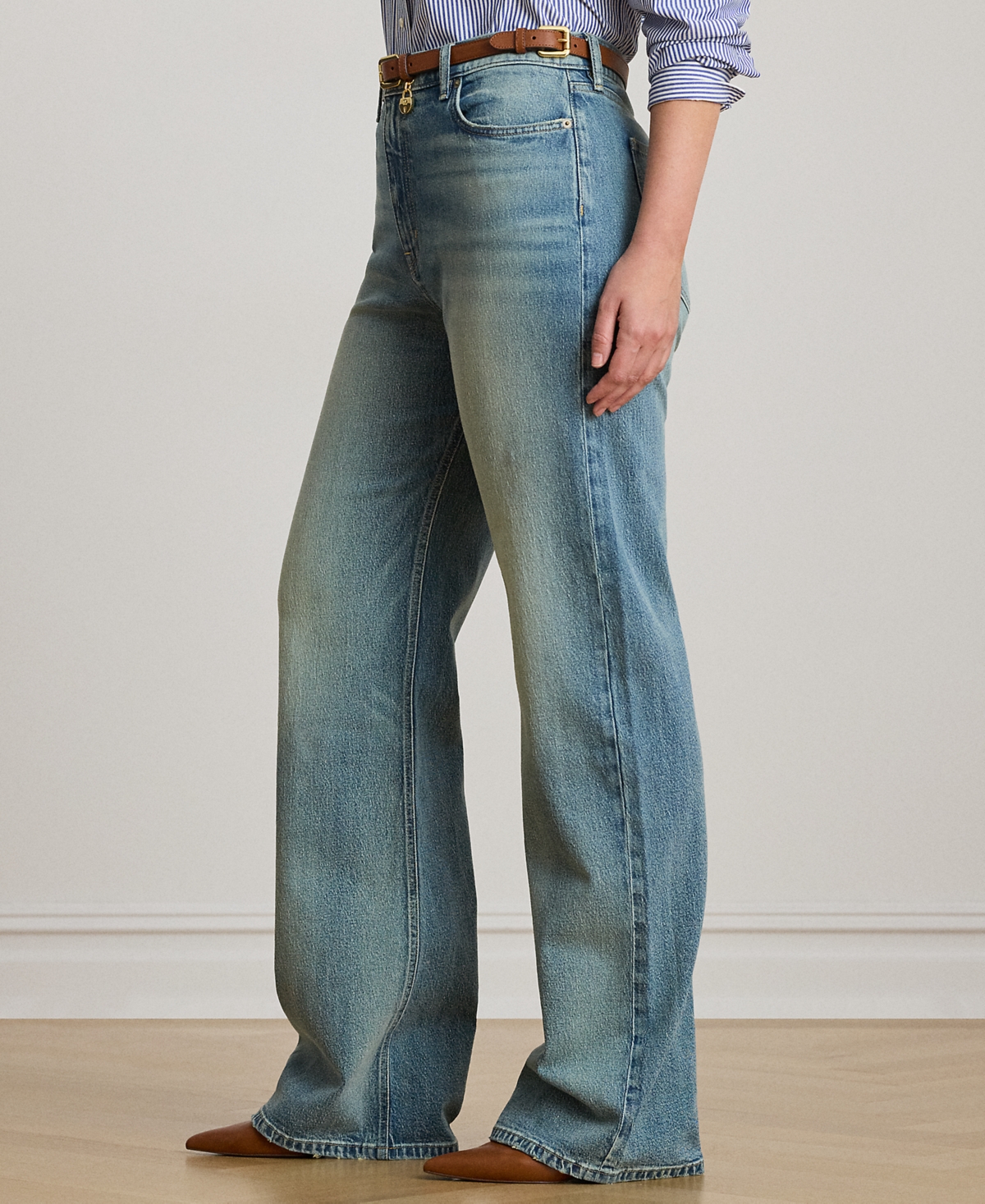 Ralph Lauren Plus Size High-rise Wide-leg Jeans In Blue