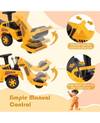 Kids Ride on Road Roller w/ Adjustable Roller Engine Sound Under-Seat Storage