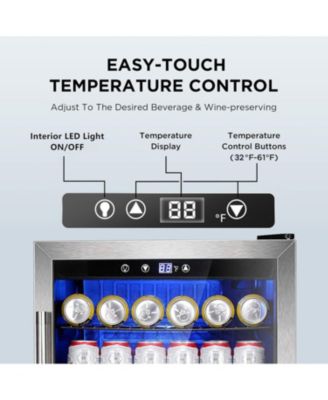 26 Bottle Wine Cooler Refrigerator, Small Freestanding Wine Fridge  ,  Champagne, Built-in Wine Cellar with Stainless Steel Glass Door