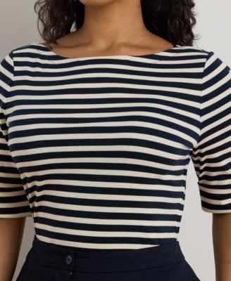 Plus Size Striped Boat Neck T-Shirt