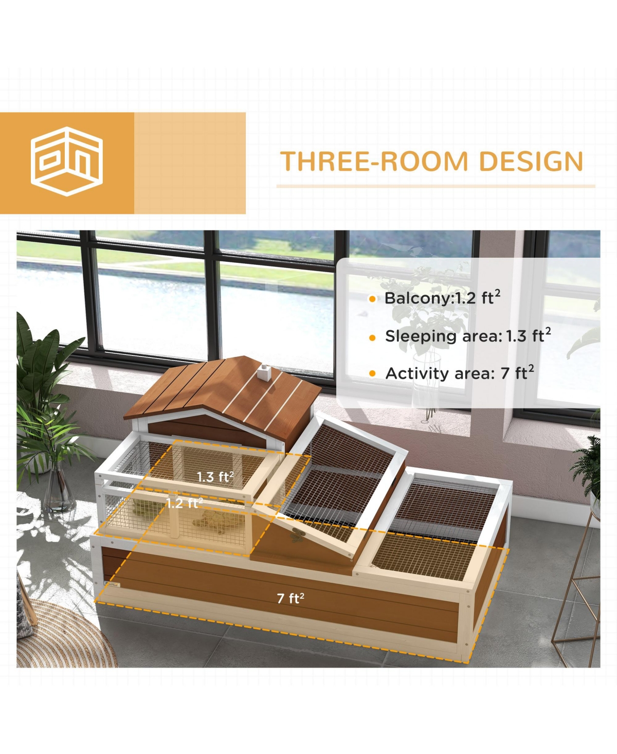 PawHut Wooden Tortoise Habitat, Enclosure Reptile Cage w/ Tray