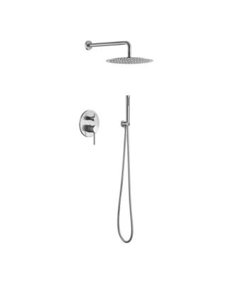 Shower System, Wall Mounted Shower Faucet Set for Bathroom with High Pressure 10" Stainless Steel Rain Shower head Handheld Shower Set, 2 Way Pressure Balance Shower Valve Kit, Brushed Gold
