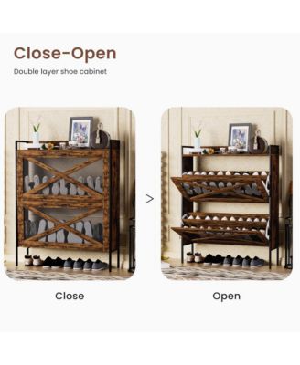 Flip-Top Shoe Cabinet Narrow