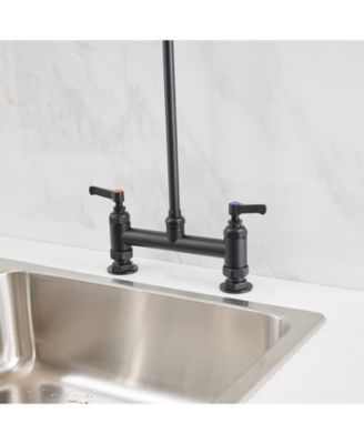 Commercial Restaurant Pull Down 2-Handle Wall Mount Pre-Rinse Spray Utility Kitchen Faucet