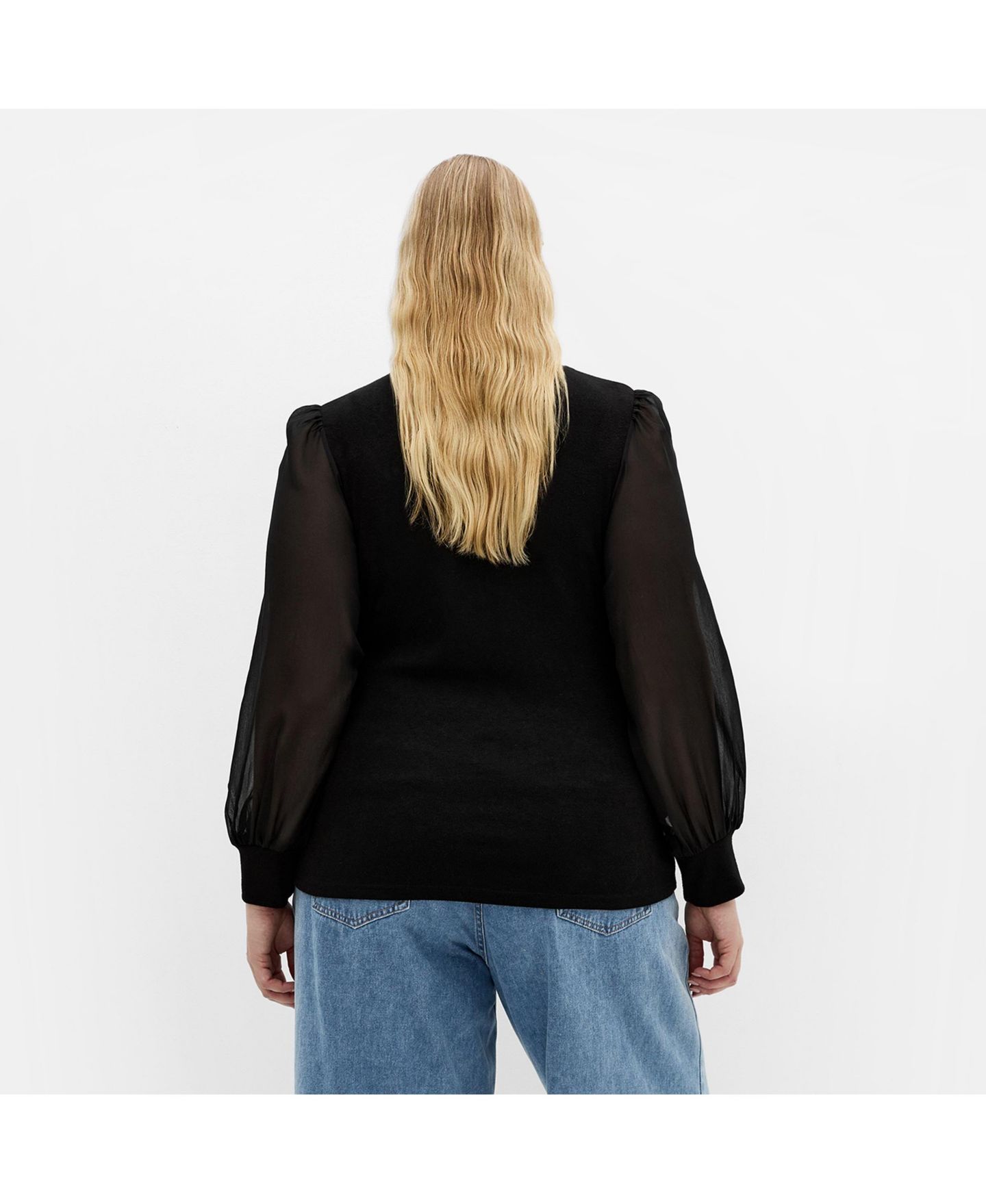 Женский свитер CITY CHIC Plus Size Sheer Sleeve, цвет: Чёрный — фото 2