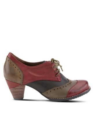 Women s Bardot Hand-Painted Leather Oxford Shoes and Lace-Up Derby Style Pumps