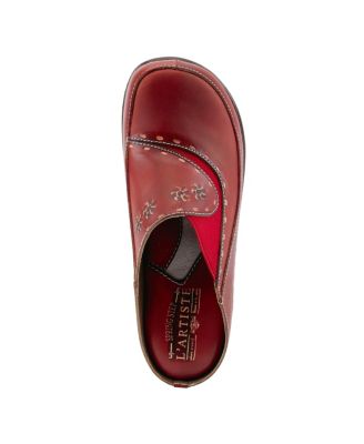 Spring Step Chino Backless Wedge with Hand-Painted Leather