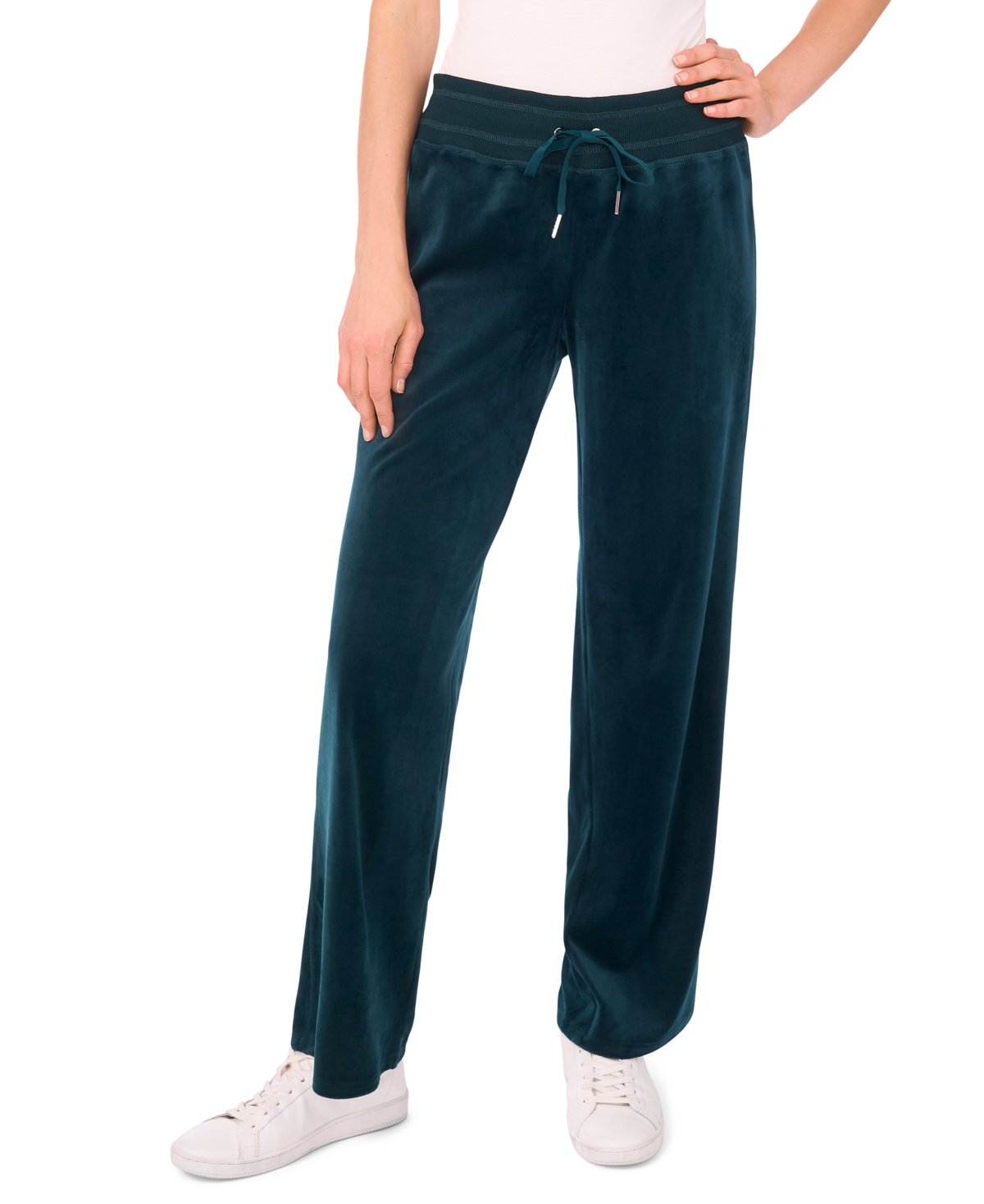 Vince Camuto Women's Velour Drawstring-waist Straight-leg Pants In Blue