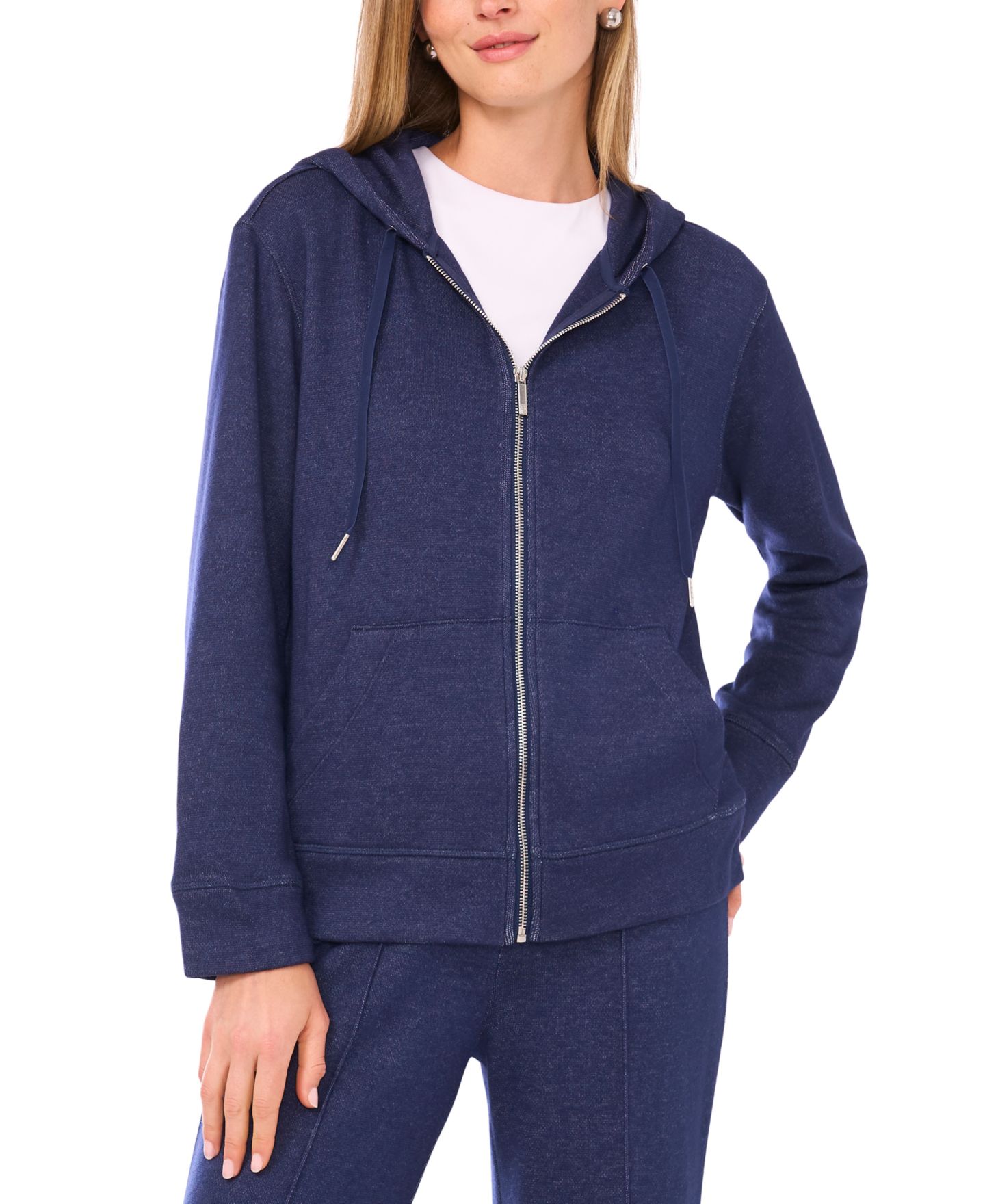 Женская куртка Vince Camuto Knit Zip-Front Hoodie Jacket, цвет: Сумеречный — фото 2