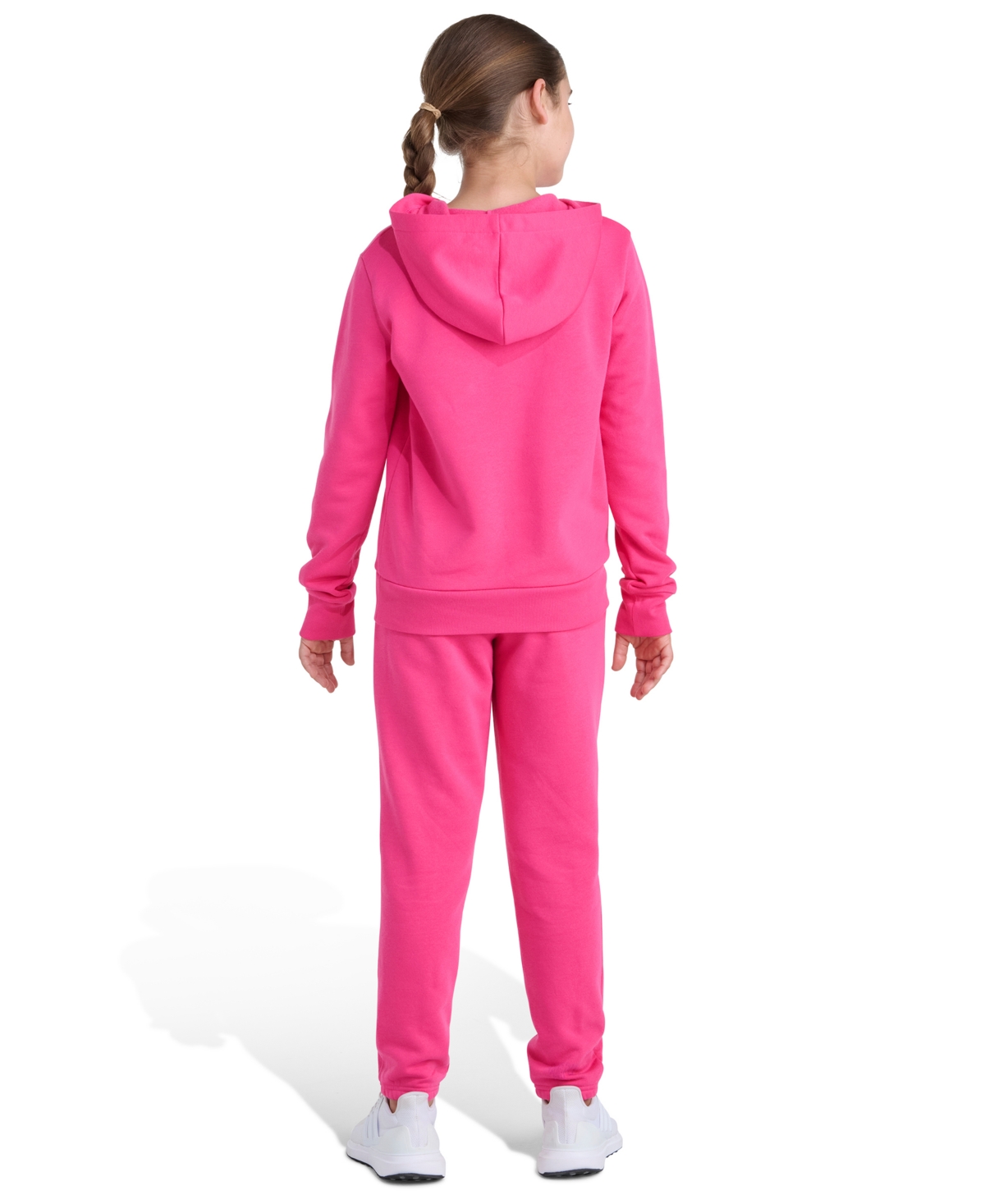 Adidas Big Girls 8-16 Two Piece Long Sleeve Small Logo Fleece Pullover Hoodie and Jogger Set