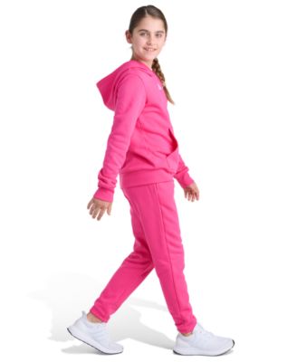 Big Girls' 8-16 Long Sleeve Small Logo Fleece Pullover Hoodie and Jogger, 2-Piece Set