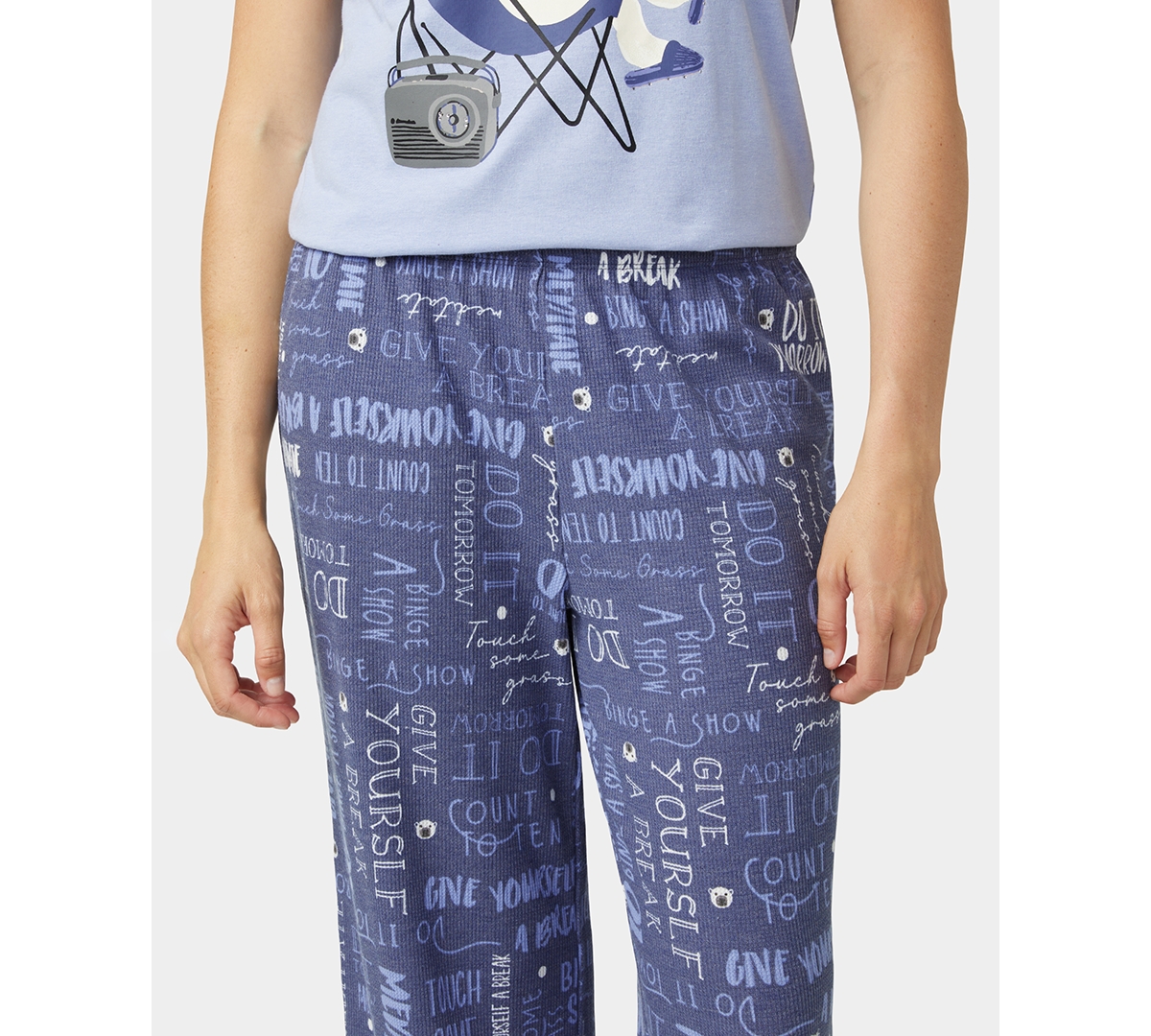 Hue Women's 2-piece Embellished Short Sleeve Pajama Set In Blue