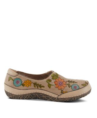 L’Artiste Women’s Libora-Delite Handpainted Leather Floral Slip-On Shoes with Removable Insole