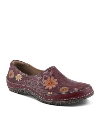 L’Artiste Women’s Libora-Delite Handpainted Leather Floral Slip-On Shoes with Removable Insole