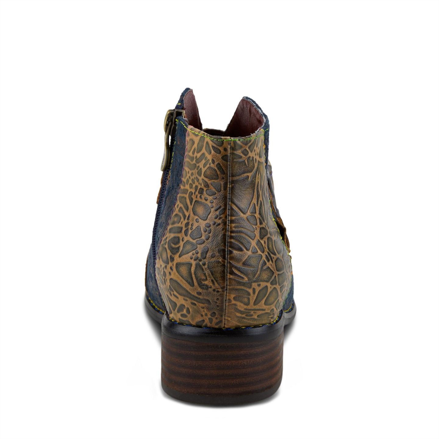 Женские ботинки L'Artiste Women s Georgiana Leather Booties with Decorative Buckle, Rainbow Stitching, and Full-Zip Closure - French-Inspired Comfort Ankle Boot, цвет: Синий разноцветный — фото 3