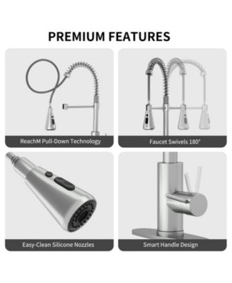 Pull-Down Stainless Steel Kitchen Faucet with 360° Swivel and Dual Spray